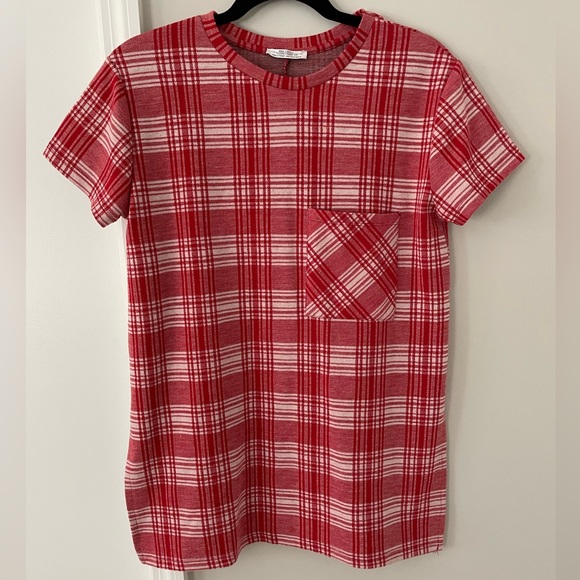 Zara NWOT Plaid Long Tee - Picture 1 of 5